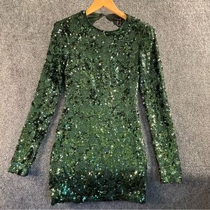 Forever 21 Sparkling Green Backless Dress